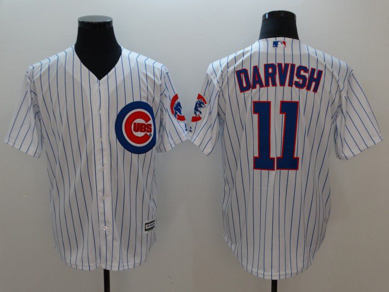 Men Chicago Cubs #11 Darvish White Game MLB Jerseys